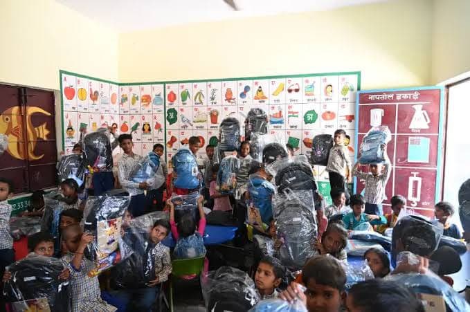 A humanitarian scene of community support and care
